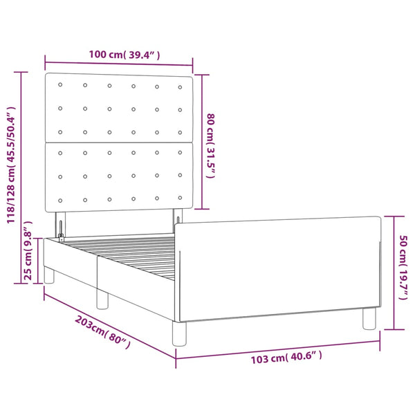 Bettgestell ohne Matratze Schwarz 100x200 cm Samt