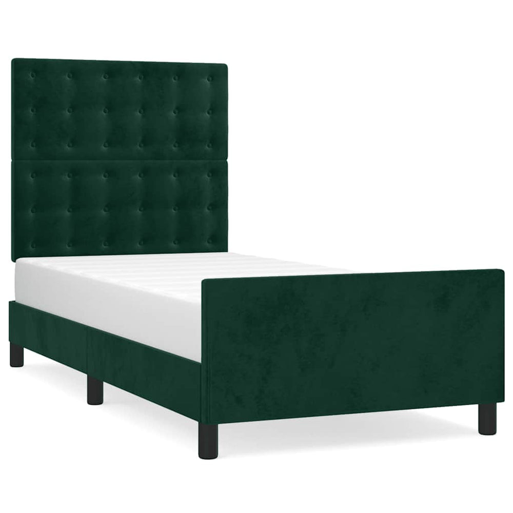 vidaXL Cadre de lit sans matelas Vert foncé 100x200 cm Velours