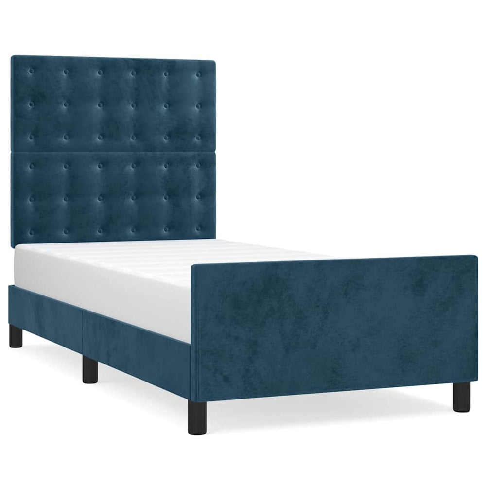 vidaXL Cadre de lit sans matelas bleu foncé 100x200 cm Velours
