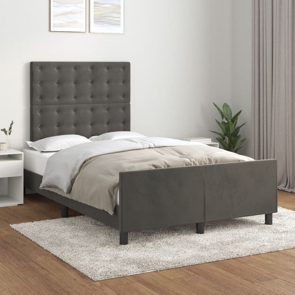 vidaXL Cadre de lit sans matelas Gris foncé 120x200 cm Velours
