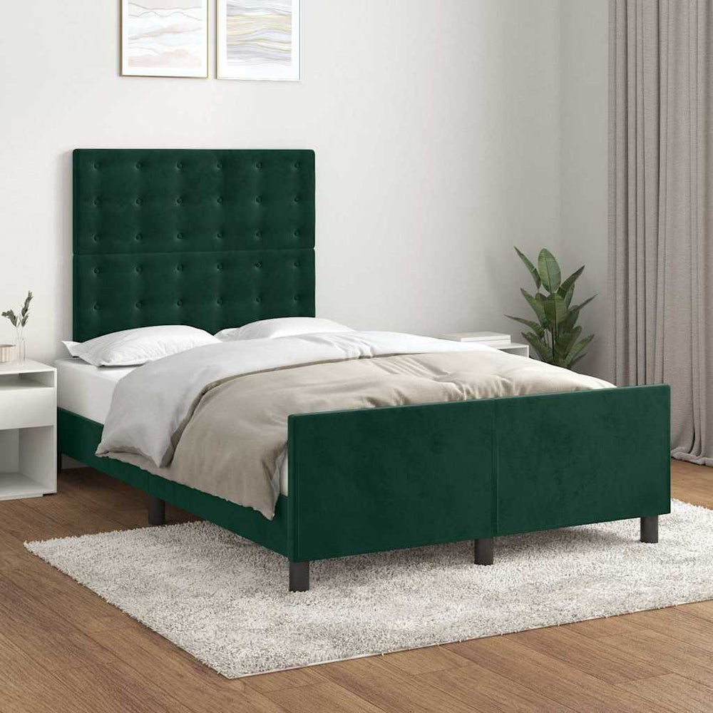 vidaXL Cadre de lit sans matelas Vert foncé 120x200 cm Velours