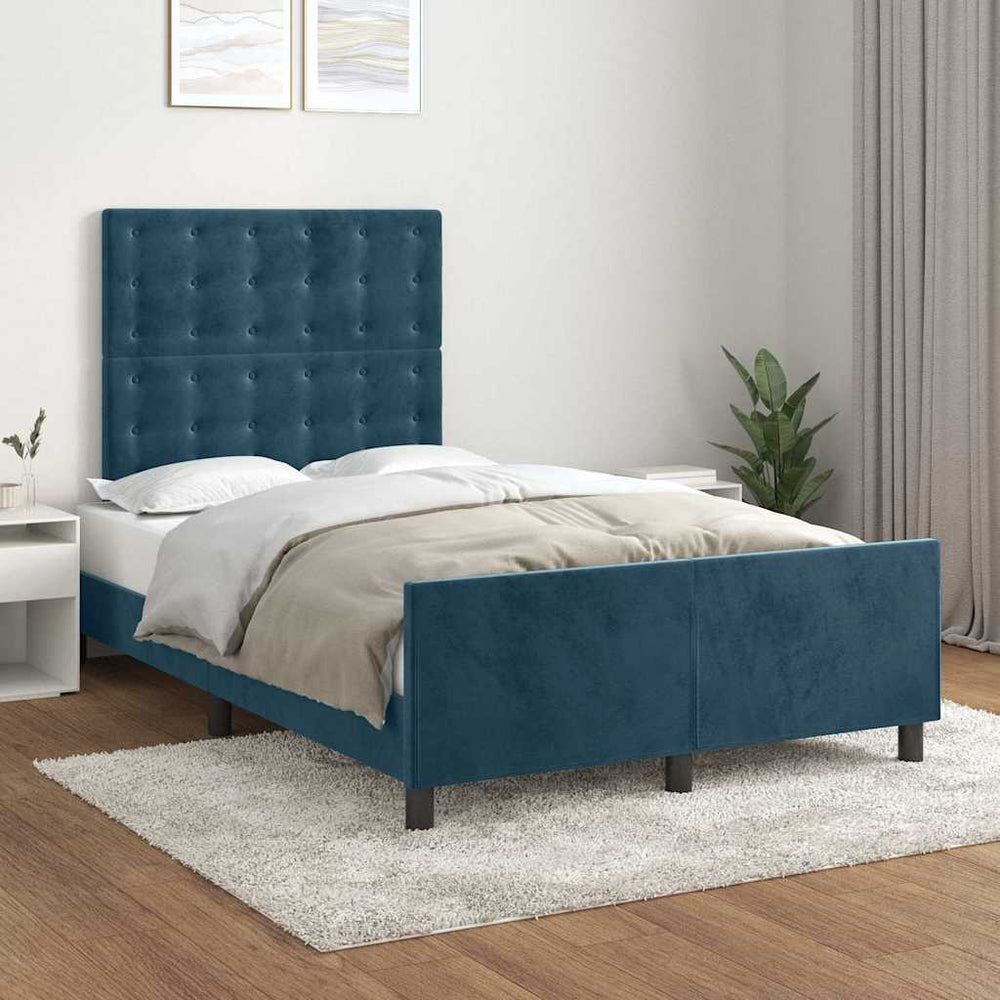 vidaXL Cadre de lit sans matelas Bleu foncé 120x200 cm Velours
