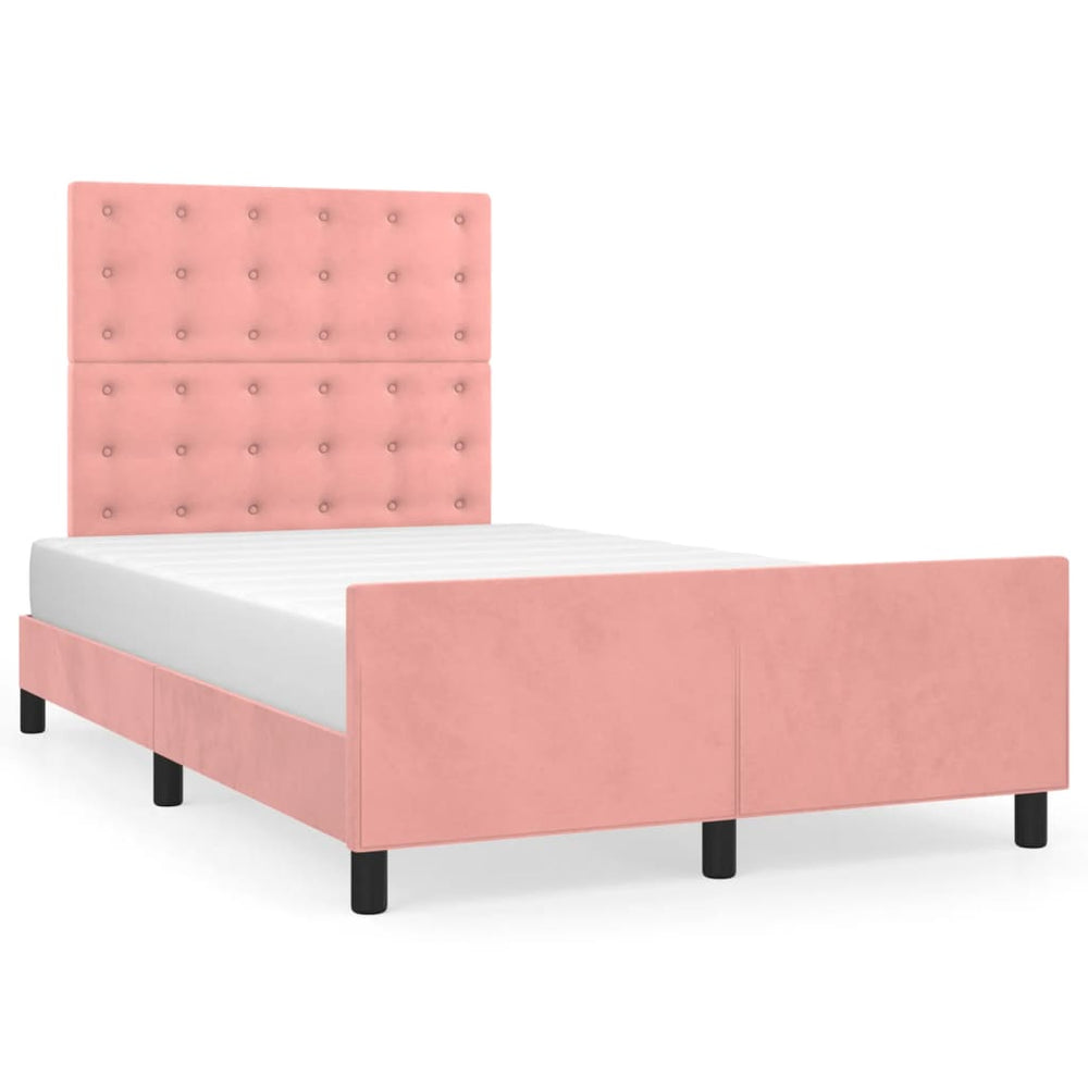 vidaXL Cadre de lit avec tête de lit rose 120x200 cm Velours