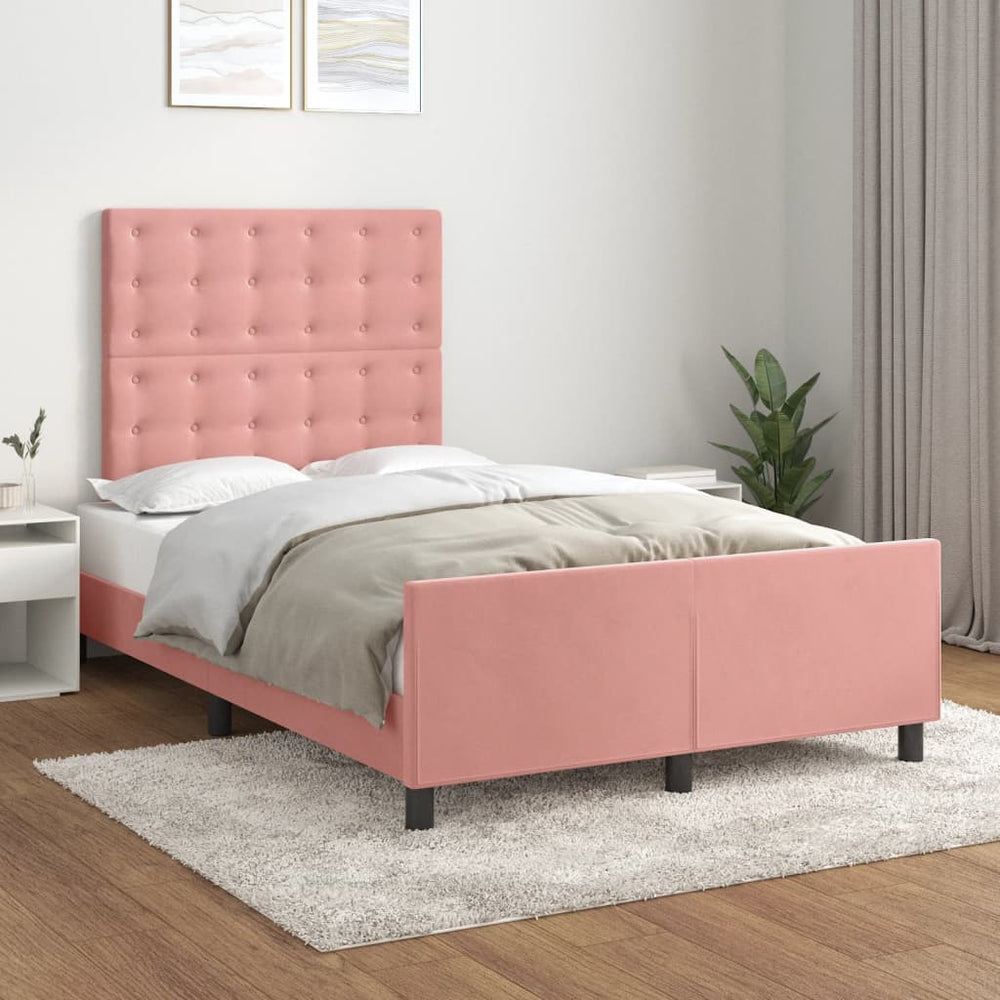 vidaXL Cadre de lit avec tête de lit rose 120x200 cm Velours