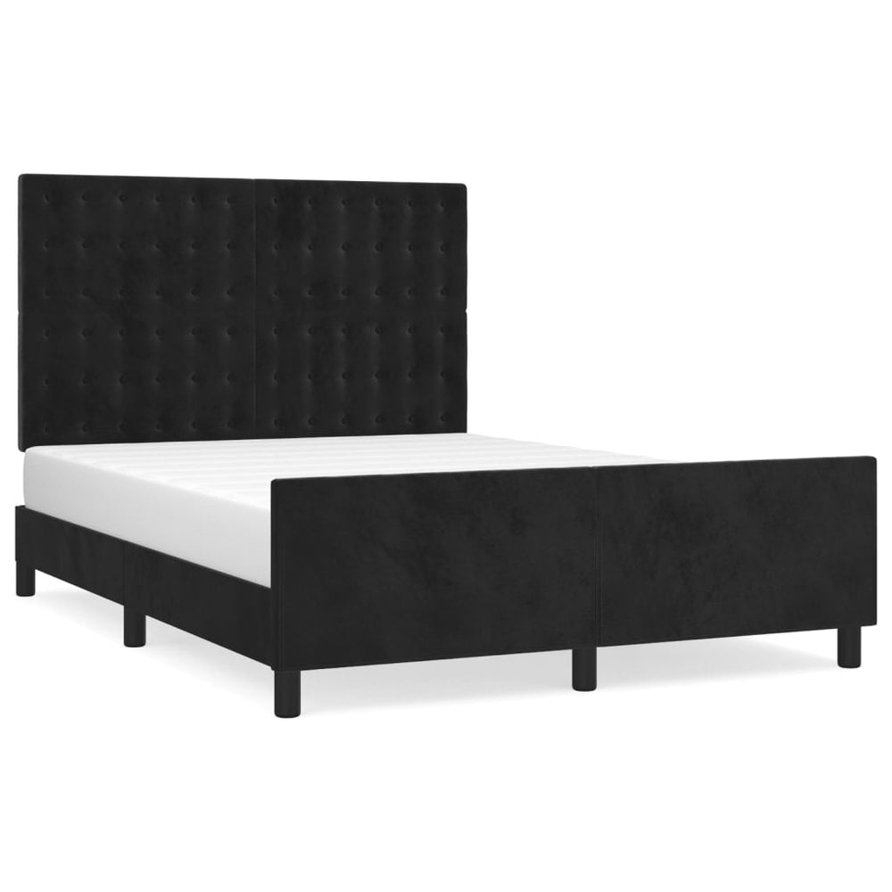 vidaXL Cadre de lit sans matelas Velours noir 140x190 cm
