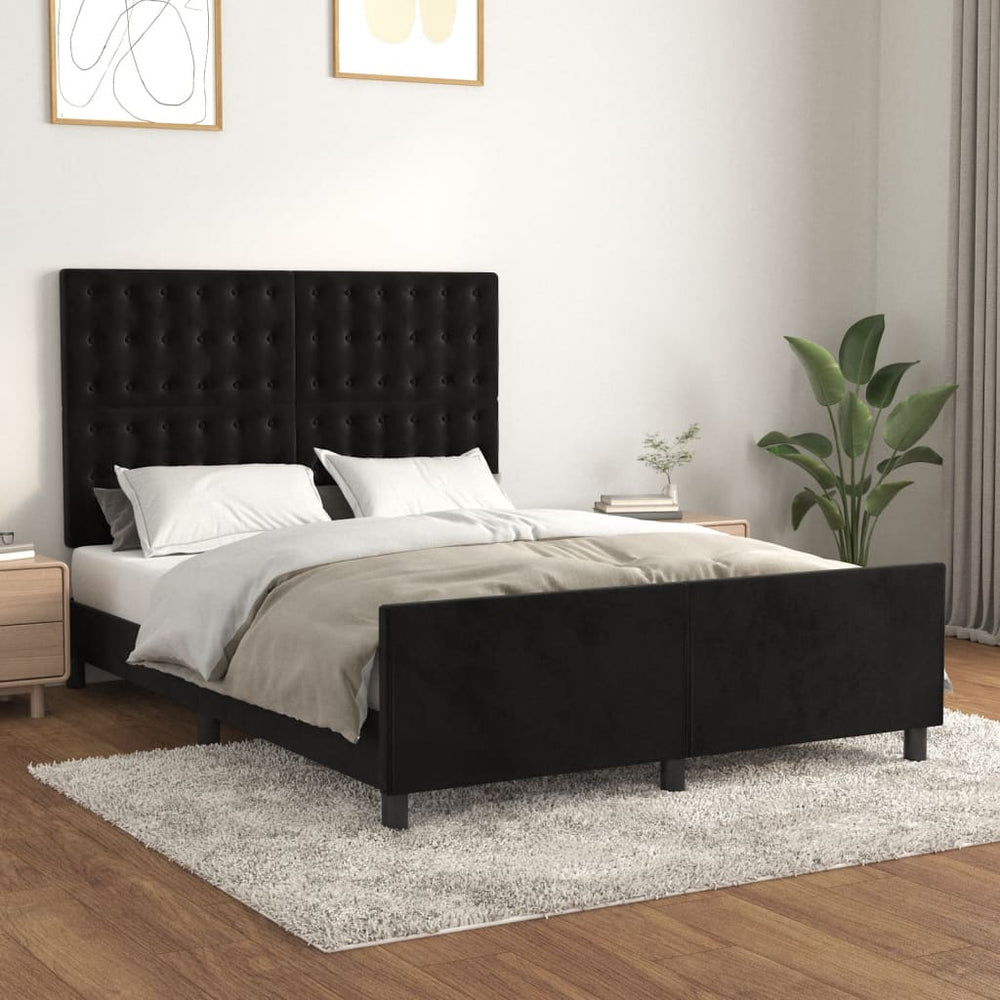 vidaXL Cadre de lit sans matelas Velours noir 140x190 cm