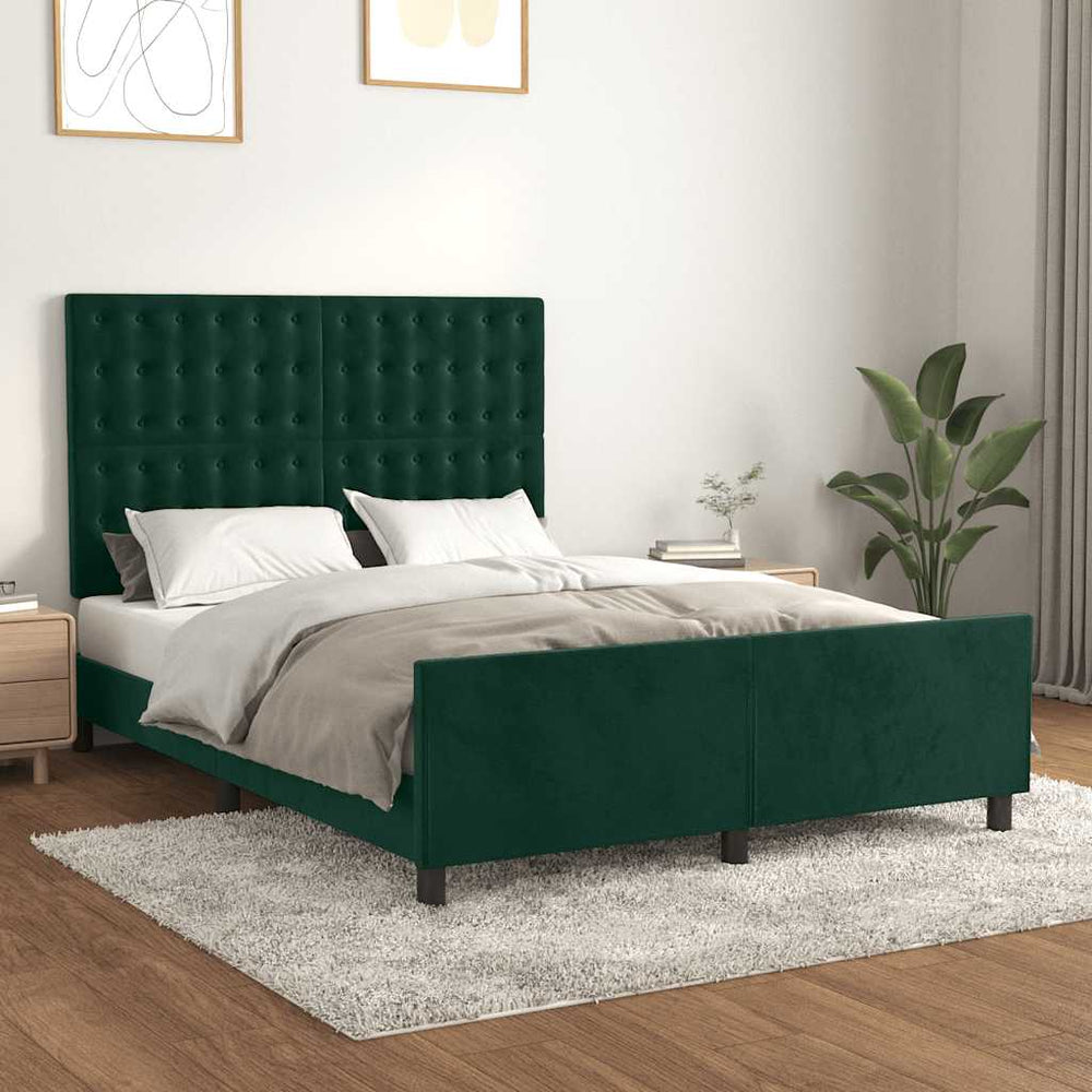 vidaXL Cadre de lit sans matelas vert foncé 140x190 cm velours