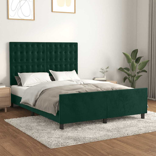 Bettgestell ohne Matratze Dunkelgrün 140x190 cm Samt