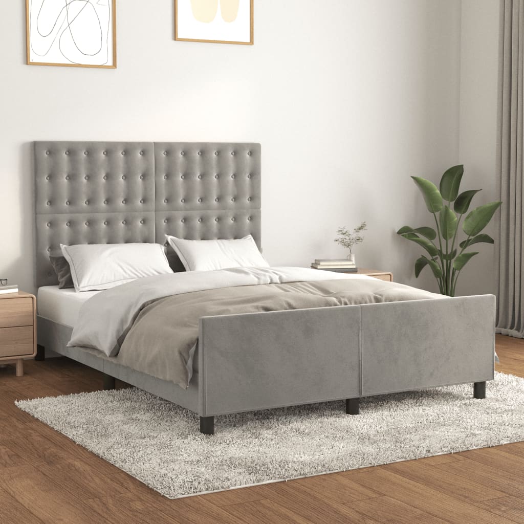 vidaXL Bed Frame without Mattress Light Gray 140x200 cm Velvet