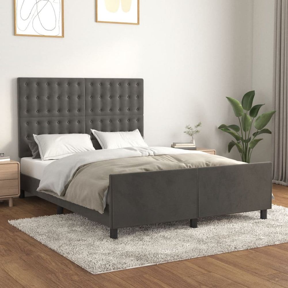 vidaXL Cadre de lit sans matelas Gris foncé 140x200 cm Velours