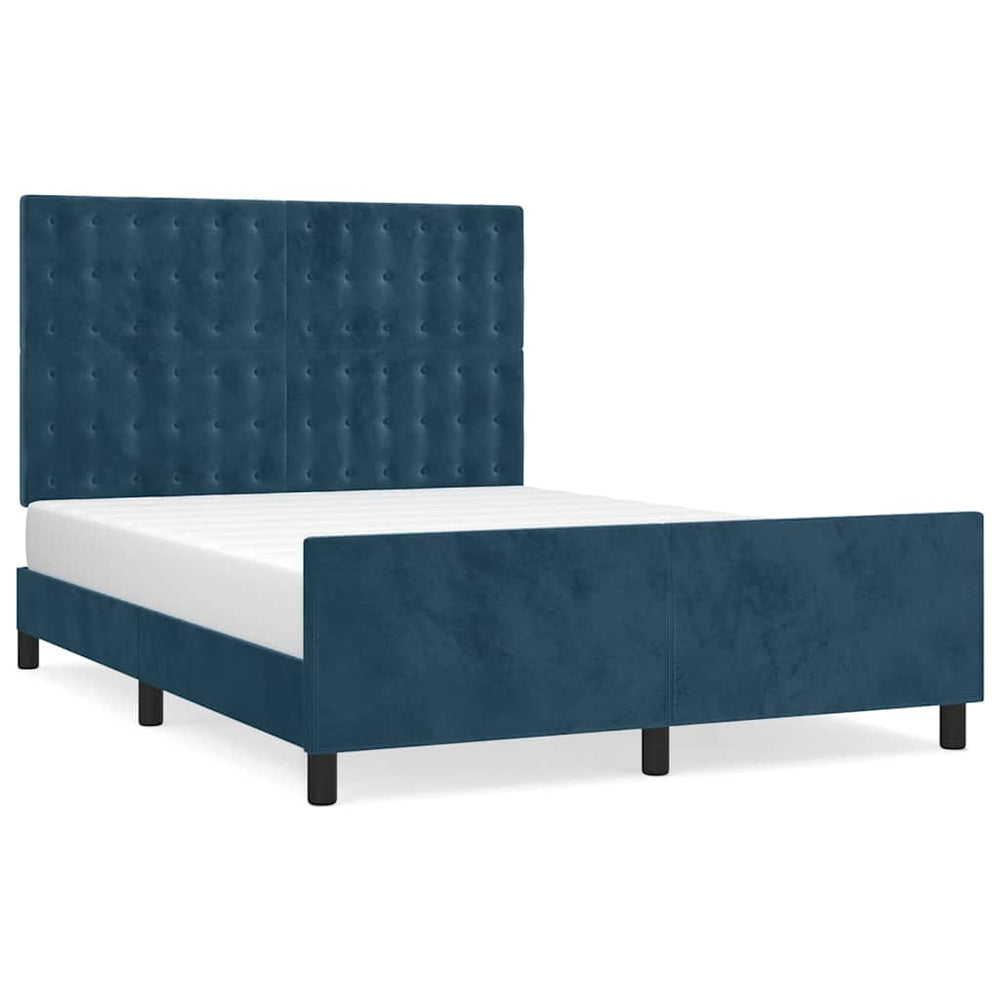 vidaXL Cadre de lit sans matelas Bleu foncé 140x200 cm Velours