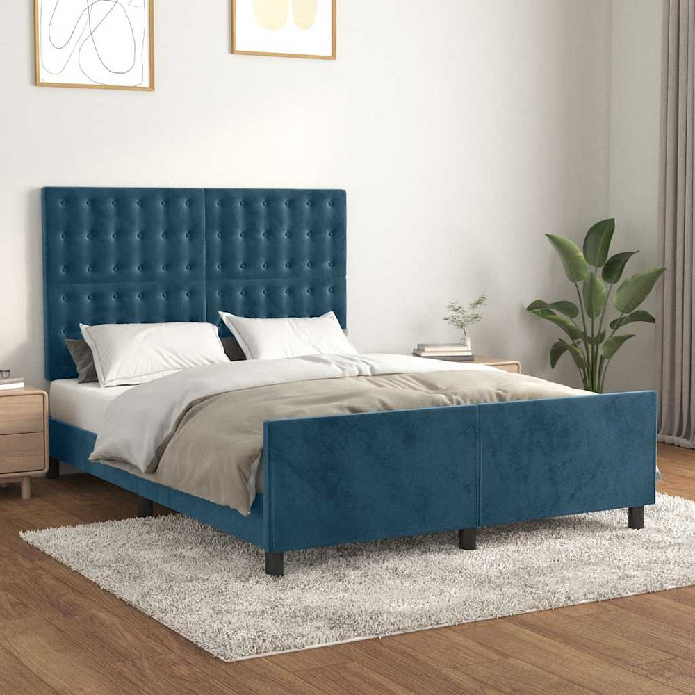 vidaXL Cadre de lit sans matelas Bleu foncé 140x200 cm Velours