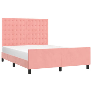 vidaXL Cadre de lit avec tête de lit rose 140x200 cm velours