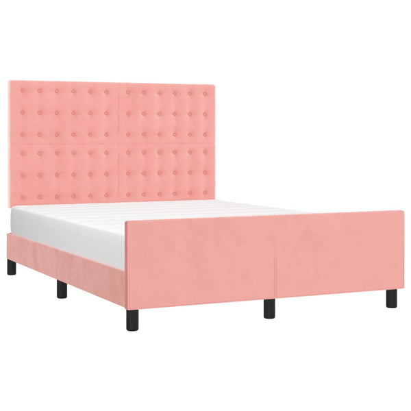 vidaXL Cadre de lit avec tête de lit rose 140x200 cm velours