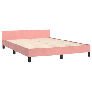 vidaXL Cadre de lit avec tête de lit rose 140x200 cm velours