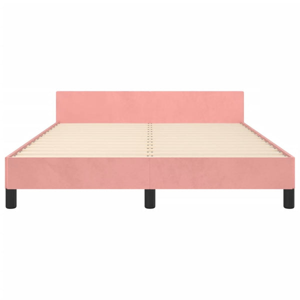 vidaXL Cadre de lit avec tête de lit rose 140x200 cm velours