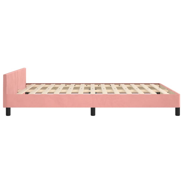 vidaXL Cadre de lit avec tête de lit rose 140x200 cm velours
