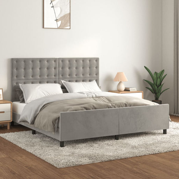 vidaXL Cadre de lit sans matelas Gris clair 160x200 cm Velours
