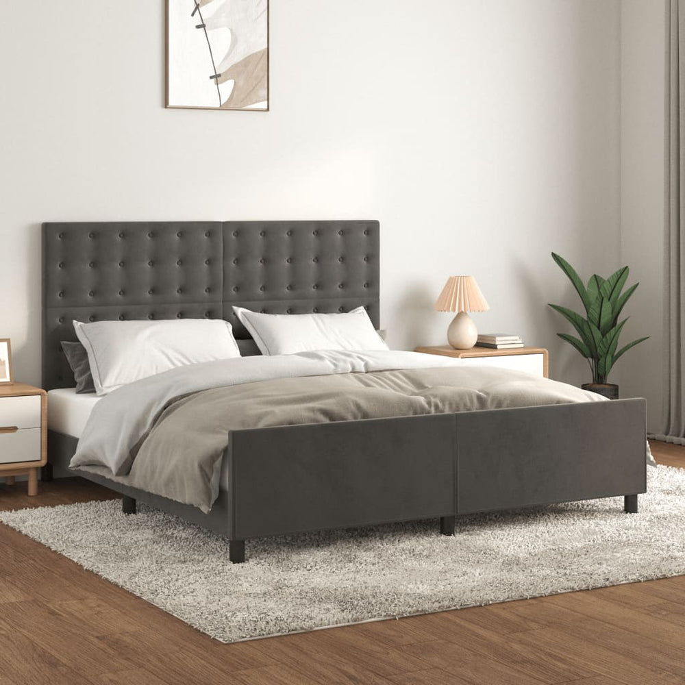 vidaXL Cadre de lit sans matelas Gris foncé 160x200 cm Velours