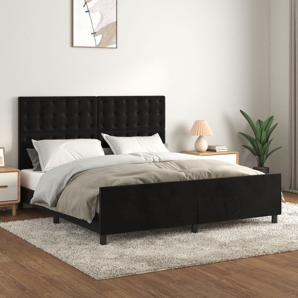 vidaXL Cadre de lit sans matelas Velours noir 160x200 cm