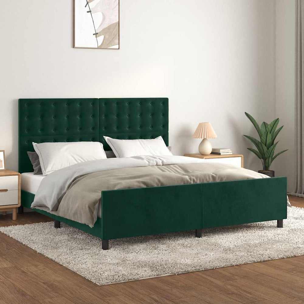 vidaXL Cadre de lit sans matelas Vert foncé 160x200 cm Velours