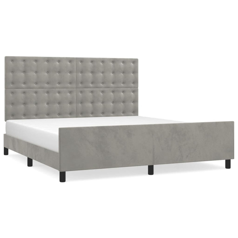 vidaXL Cadre de lit avec tête de lit gris clair 180x200 cm velours