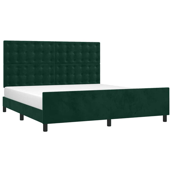 vidaXL Cadre de lit avec tête de lit vert foncé 180x200 cm Velours