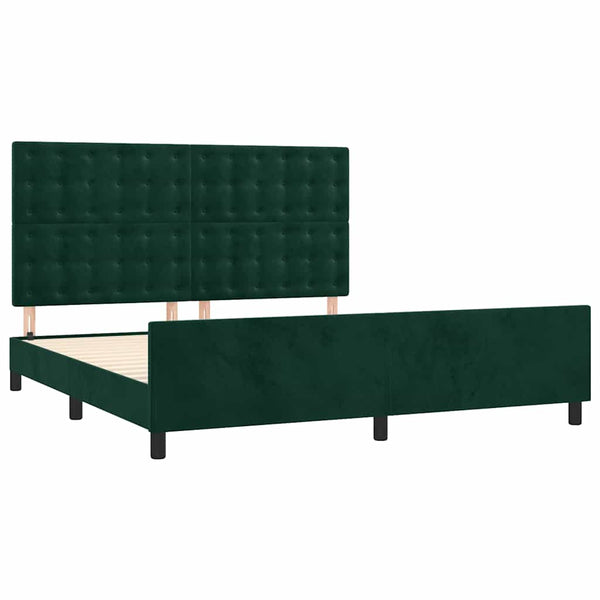 vidaXL Cadre de lit avec tête de lit vert foncé 180x200 cm Velours