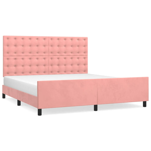 vidaXL Cadre de lit avec tête de lit rose 180x200 cm velours