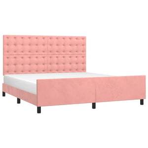 vidaXL Cadre de lit avec tête de lit rose 180x200 cm velours