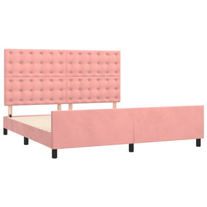 vidaXL Cadre de lit avec tête de lit rose 180x200 cm velours