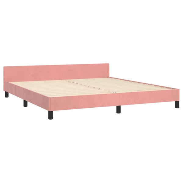 vidaXL Cadre de lit avec tête de lit rose 180x200 cm velours