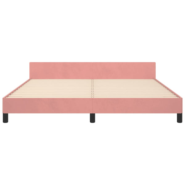 vidaXL Cadre de lit avec tête de lit rose 180x200 cm velours
