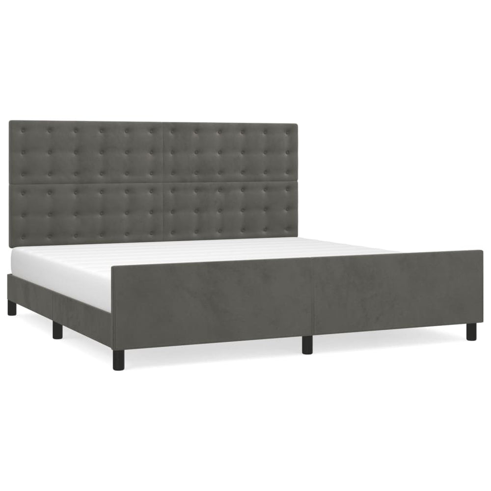 vidaXL Cadre de lit sans matelas Gris foncé 200x200 cm Velours