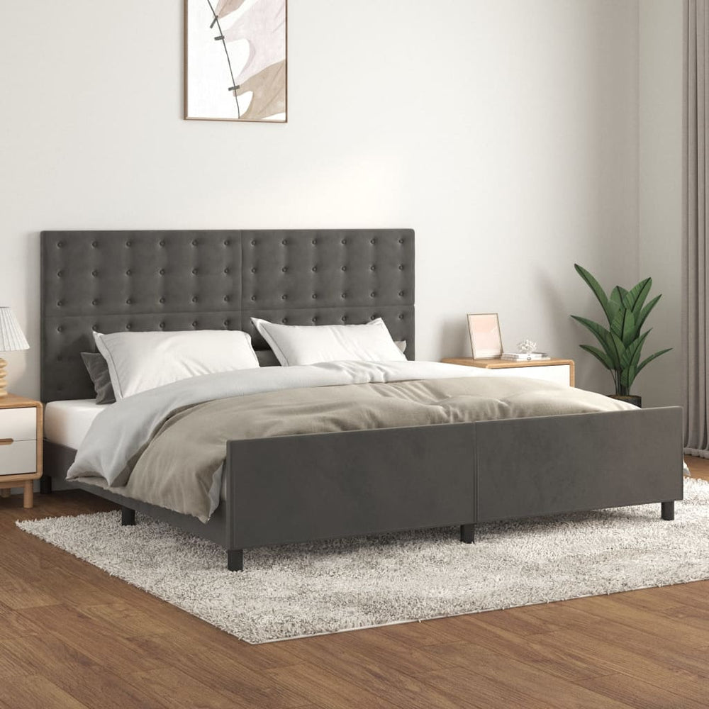 vidaXL Cadre de lit sans matelas Gris foncé 200x200 cm Velours