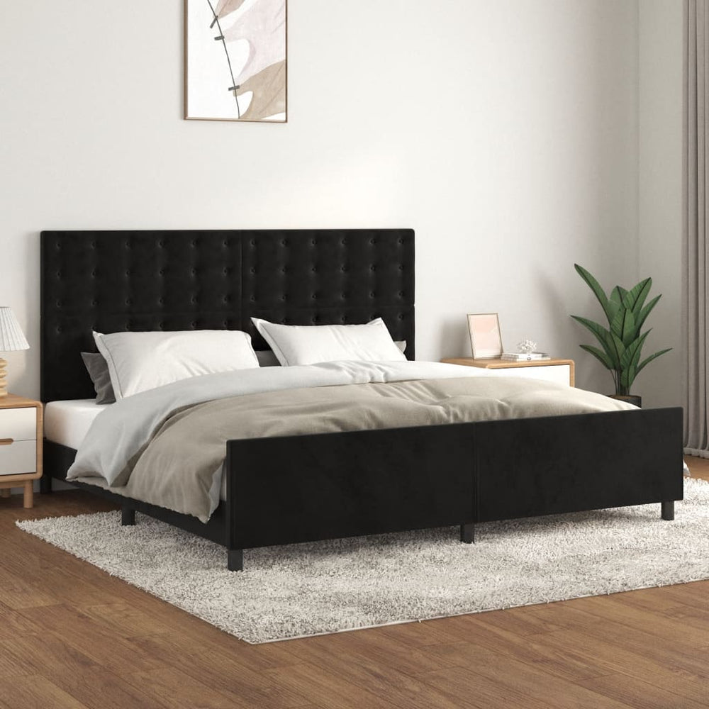 vidaXL Cadre de lit sans matelas Velours Noir 200x200 cm