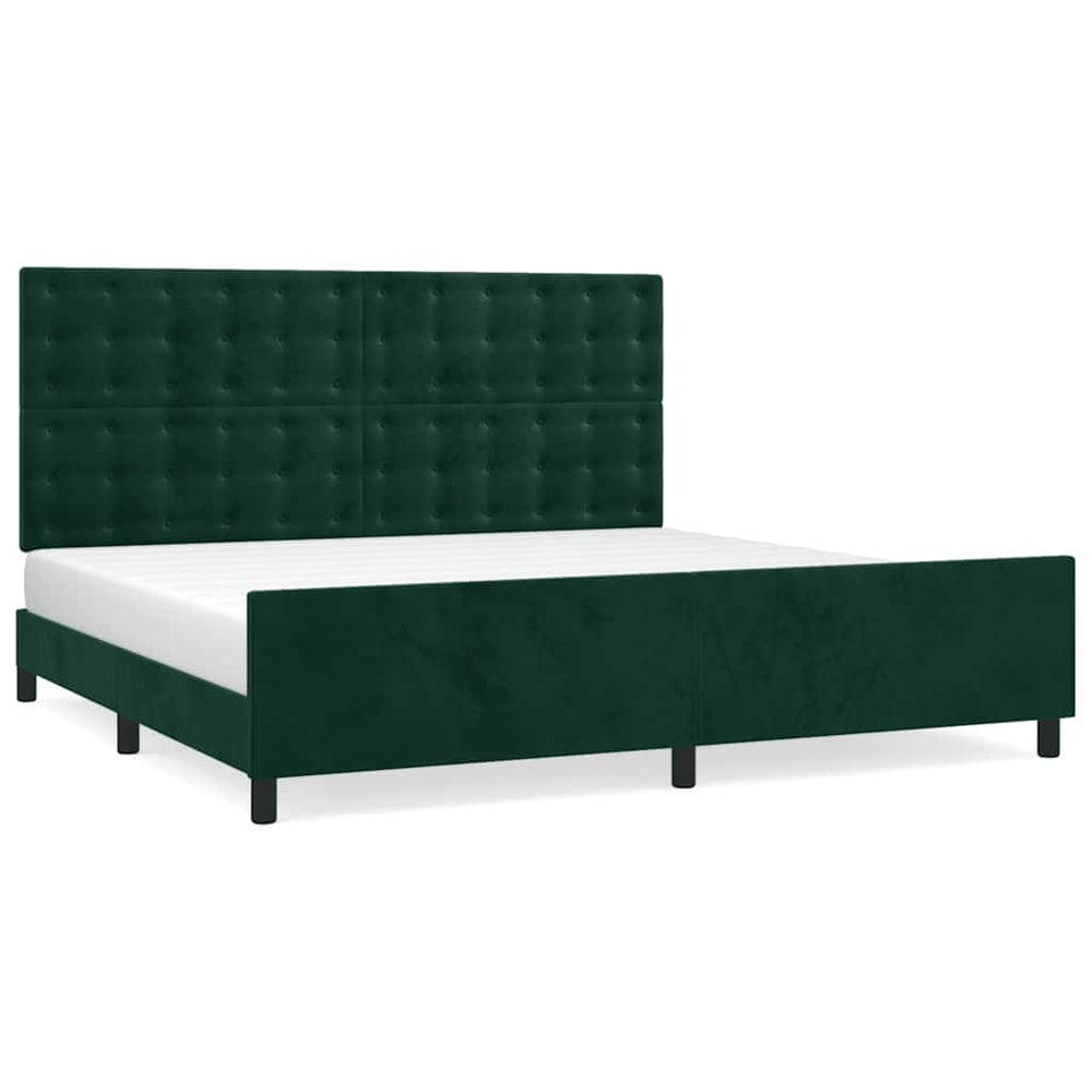 vidaXL Cadre de lit sans matelas Vert foncé 200x200 cm Velours