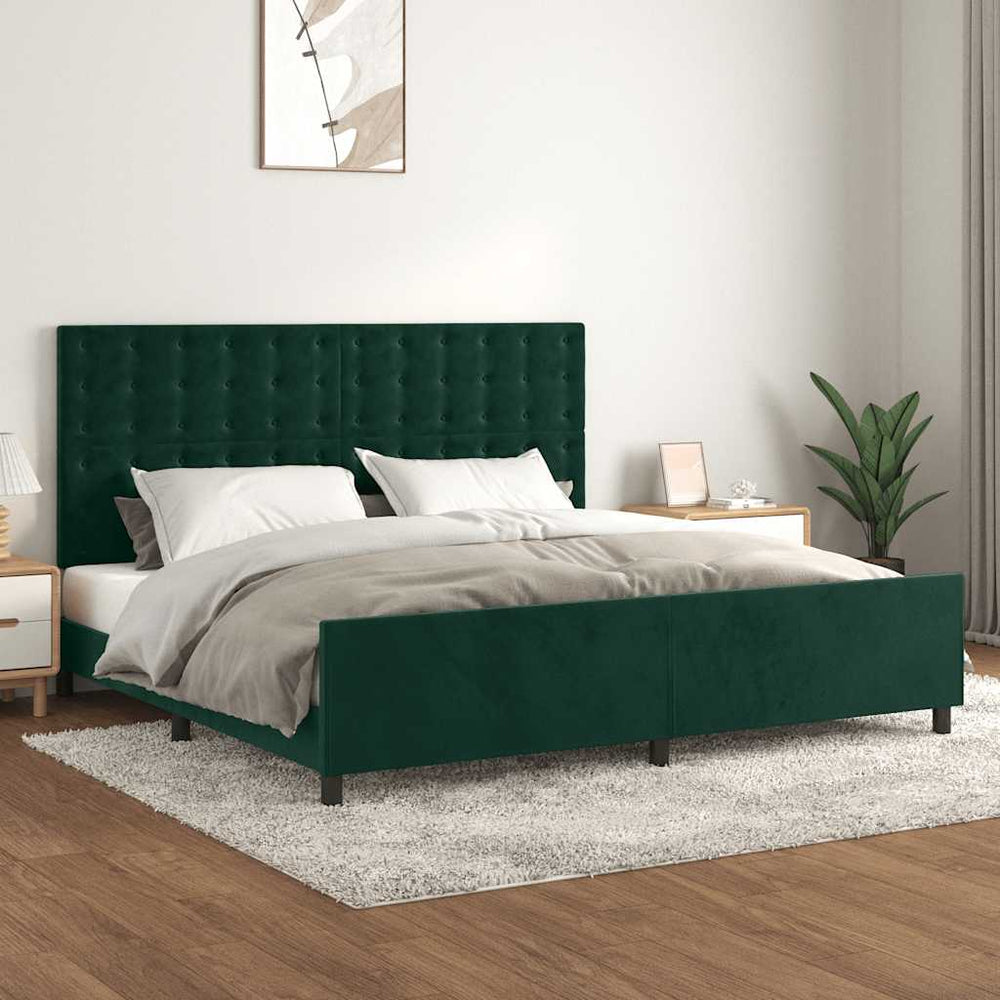 vidaXL Cadre de lit sans matelas Vert foncé 200x200 cm Velours