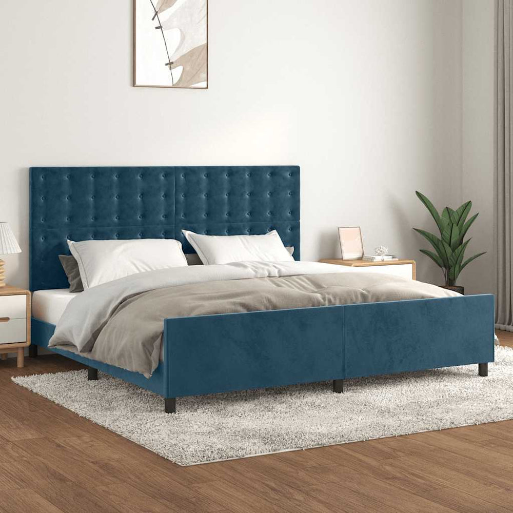 vidaXL Cadre de lit sans matelas Velours bleu foncé 200x200 cm
