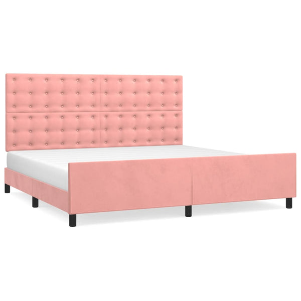 vidaXL Cadre de lit avec tête de lit rose 200x200 cm velours