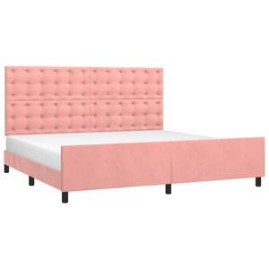 vidaXL Cadre de lit avec tête de lit rose 200x200 cm velours