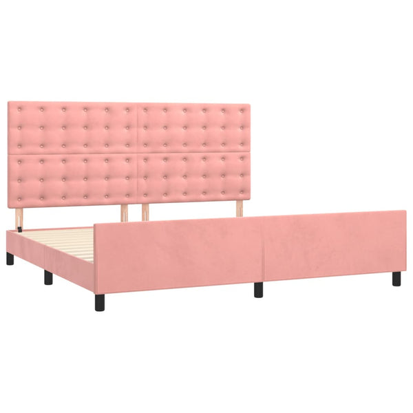 vidaXL Cadre de lit avec tête de lit rose 200x200 cm velours