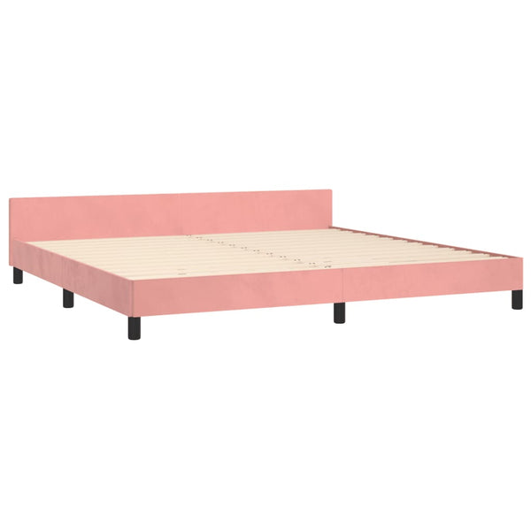 vidaXL Cadre de lit avec tête de lit rose 200x200 cm velours