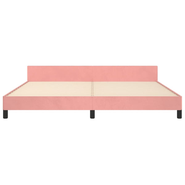 vidaXL Cadre de lit avec tête de lit rose 200x200 cm velours