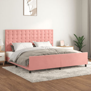 vidaXL Cadre de lit avec tête de lit rose 200x200 cm velours