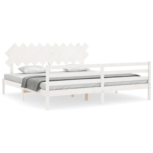 Massivholzbett Weiß 200x200 cm mit Kopfteil
