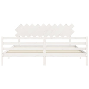 Massivholzbett Weiß 200x200 cm mit Kopfteil