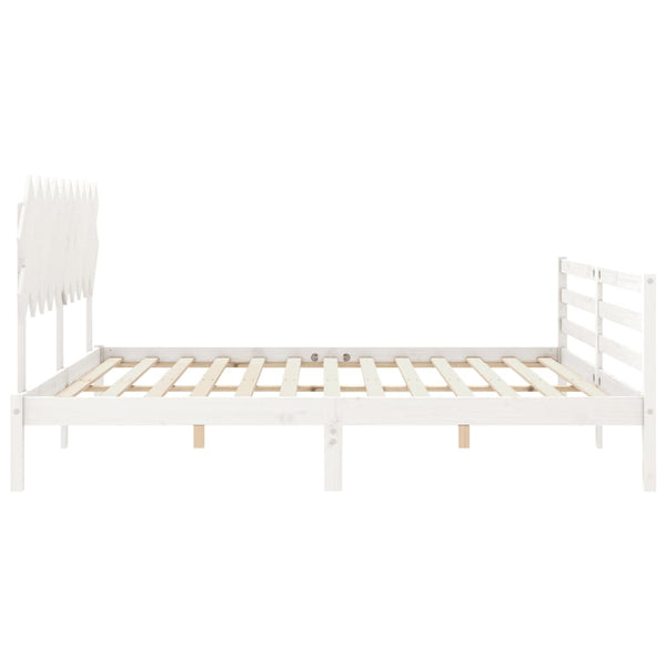 Massivholzbett Weiß 200x200 cm mit Kopfteil