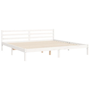 Massivholzbett Weiß 200x200 cm mit Kopfteil