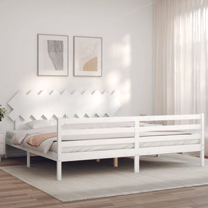 Massivholzbett Weiß 200x200 cm mit Kopfteil